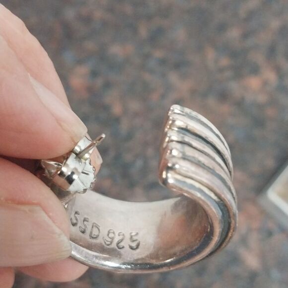 Siimon  Sebbagg and  Another Sterling Hoop Earrings....EUC - Picture 3 of 7